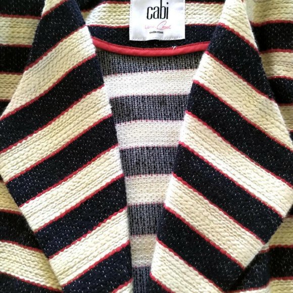 Cabi Cruise Navy Cream Red Striped Nautical Jacket 6 - Picture 11 of 11